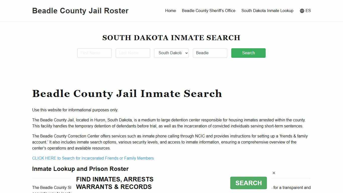Beadle County Jail Roster Lookup, SD, Inmate Search